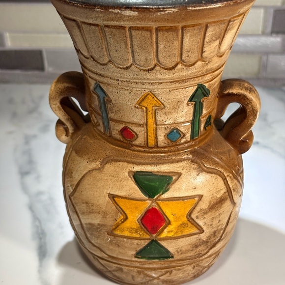 2/$25 Decorative Vintage Vase with Native American Symbols - Picture 4 of 6
